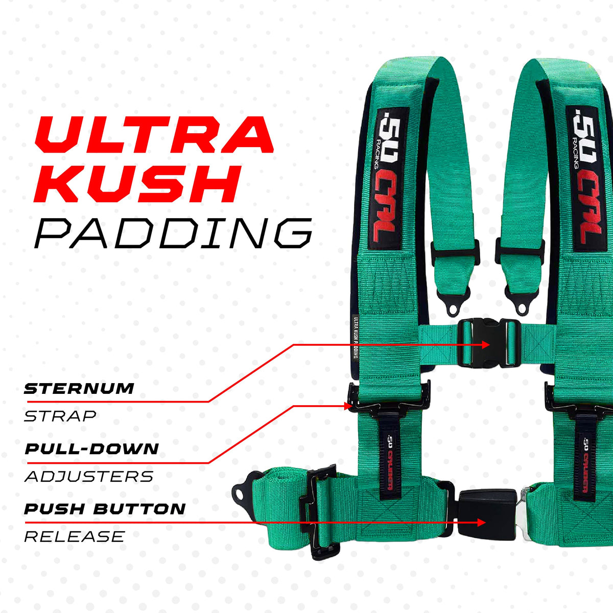 50 Cal Pro Series 4 point Harness with push button release 2" & 3" available