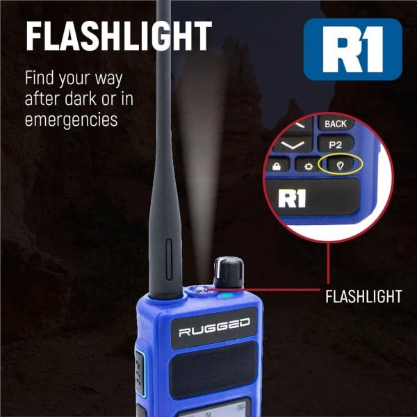 Rugged Radios BUNDLE - R1 Handheld Radio with Long Range Antenna and High Capacity Battery