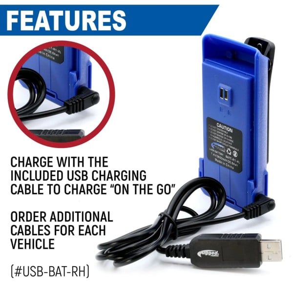 Rugged Radios BUNDLE - R1 Handheld Radio with Long Range Antenna and High Capacity Battery