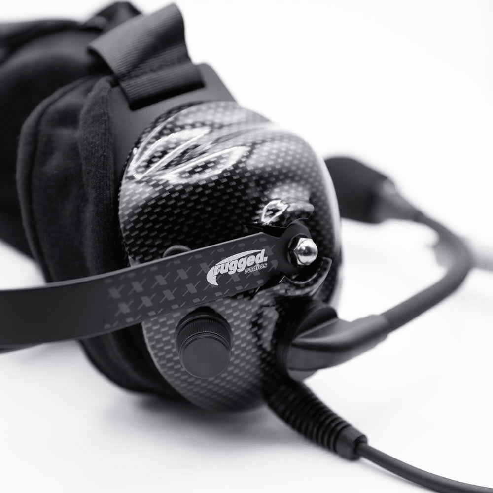 Rugged Radios STX Stereo H42 Behind The Head (BTH) Headset For Stereo Intercoms - Carbon Fiber