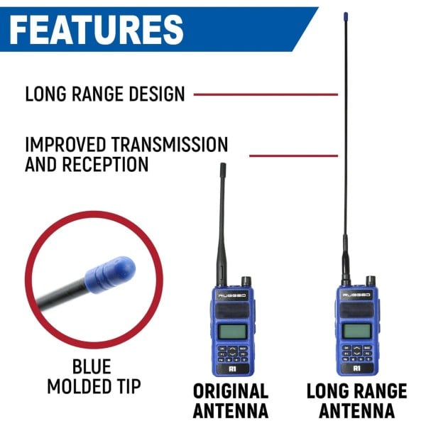 Rugged Radios Long Range Antenna for R1 / RDH-X / ABH7 Handheld Radio