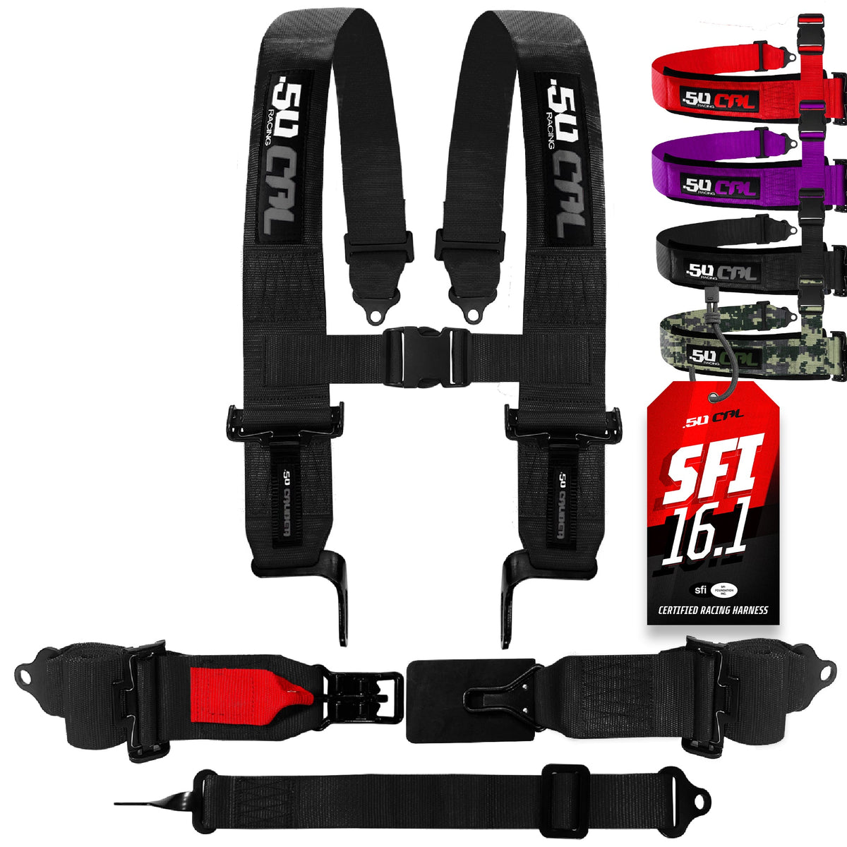 50 Cal SFI Approved 2" and 3" 5 point Harness, Racing Harness