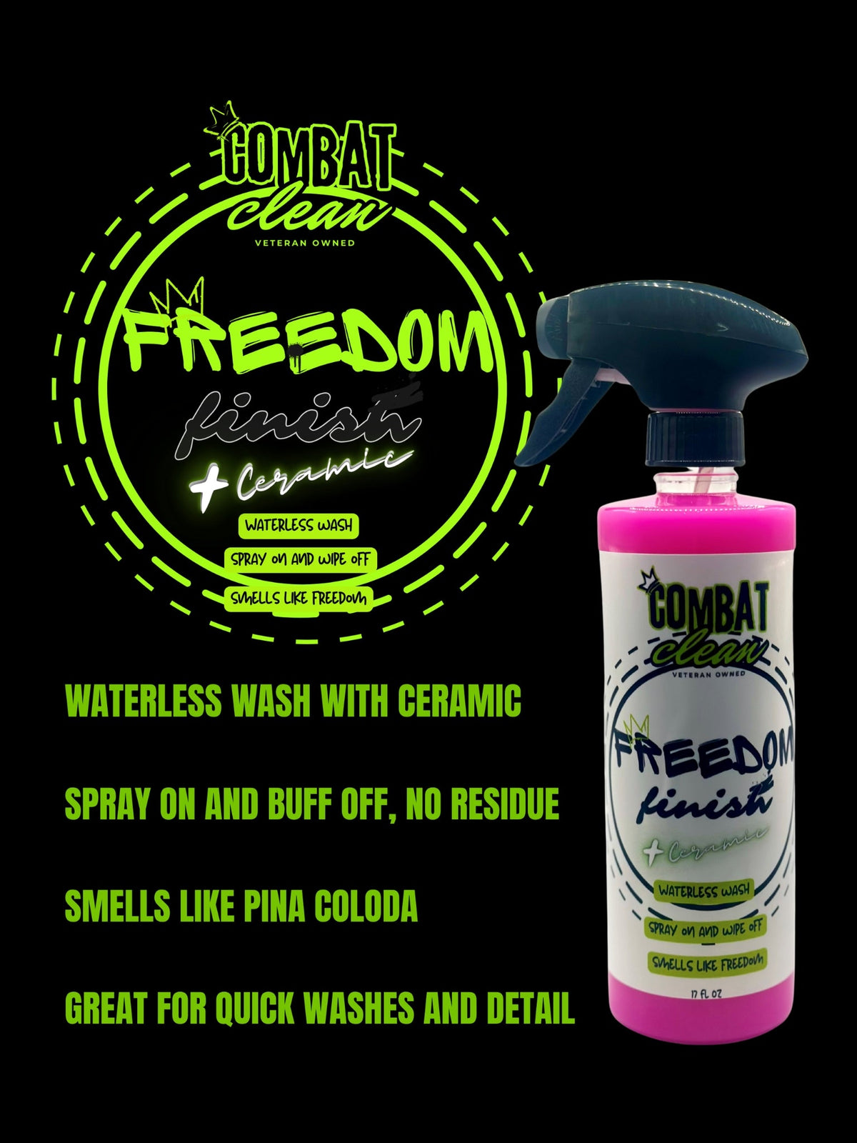 Combat Clean Freedom Finish (Ceramic Waterless Wash)