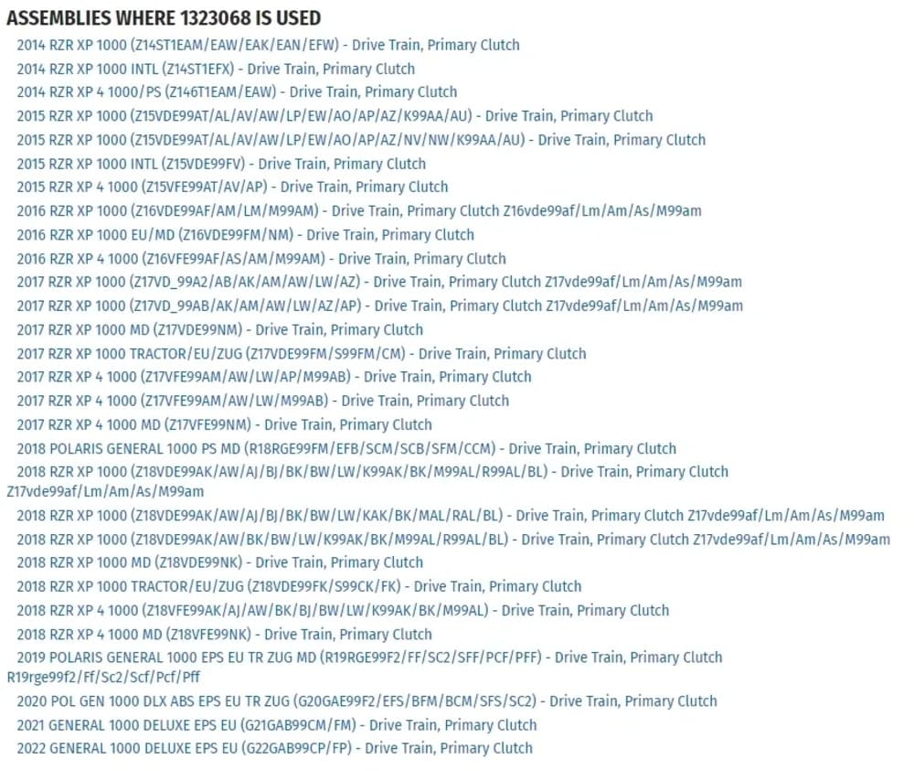 Aftermarket Assassins '14-'18 Polaris RZR XP 1000 Deluxe General Extreme Duty Clutch Rebuild Kit