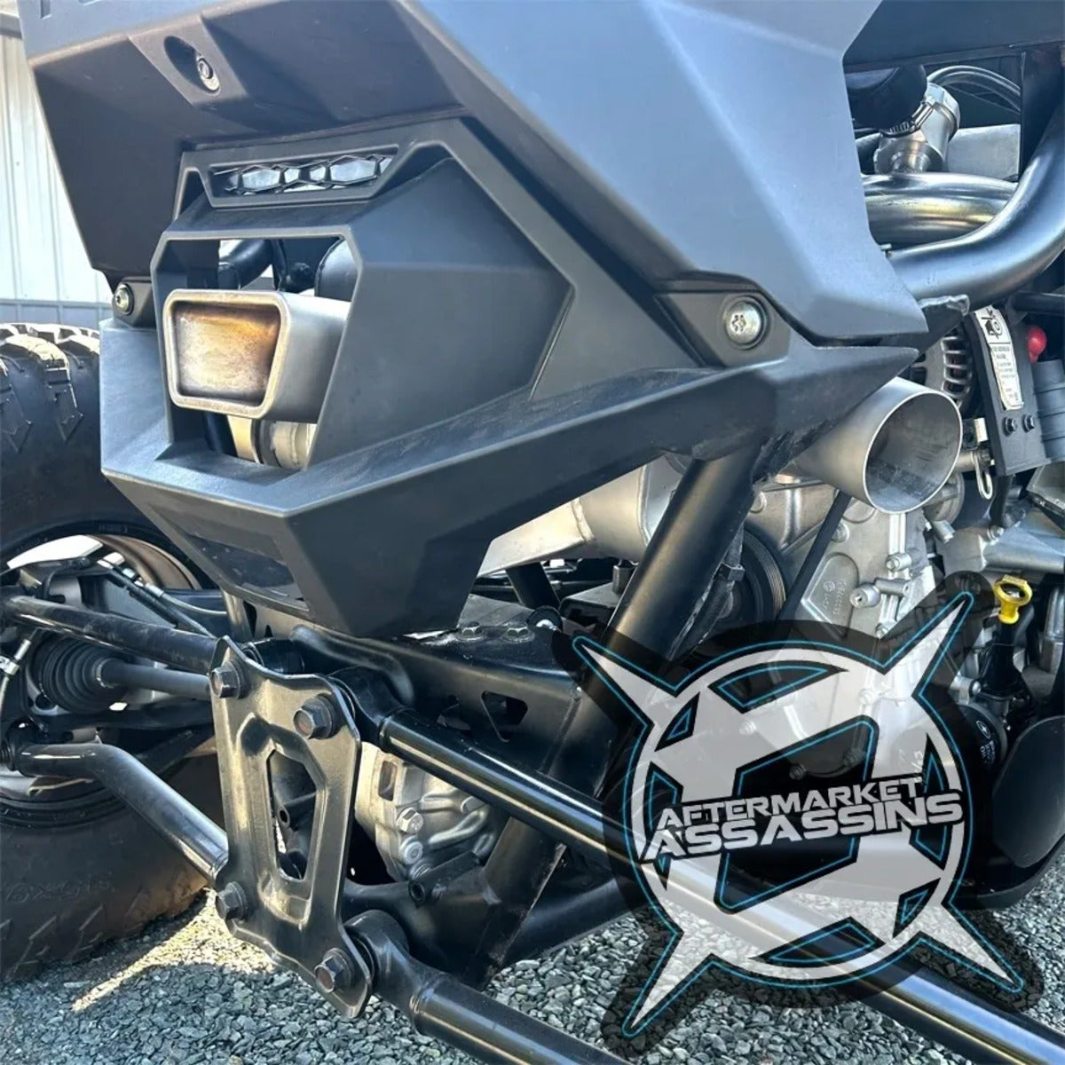 Aftermarket Assassins '22+ Polaris RZR Pro R 4 Cylinder Slip-On Exhaust W/ Center Exit & 3" Side Dump