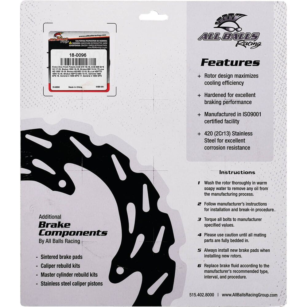 All Balls Racing '18-'19 Polaris ACE 570 Front Brake Disc