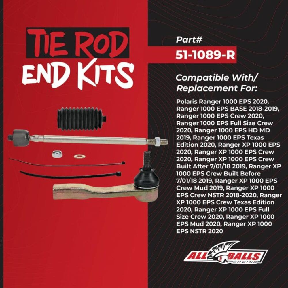 All Balls Racing '18-'23 Polaris Ranger XP 1000 Right Tie Rod End Kit