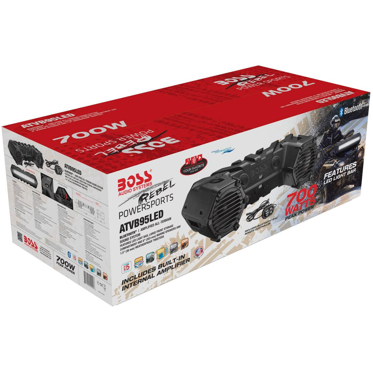 Boss Audio Bluetooth Amplified All Terrain Sound System Features LED Light Bar