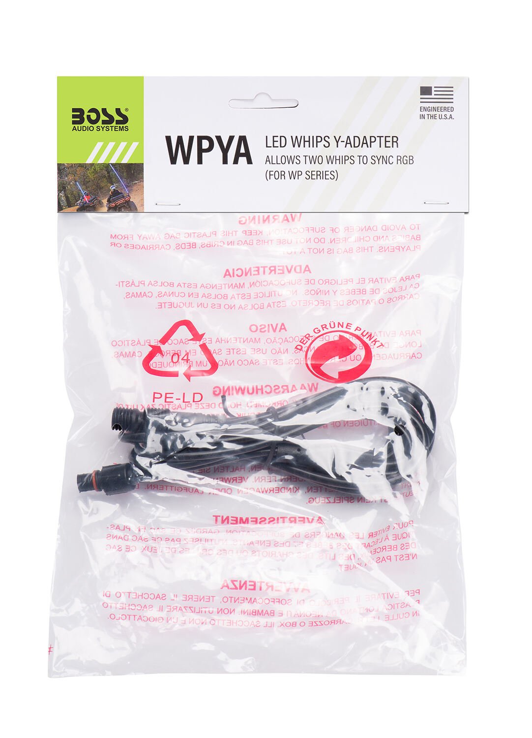 Boss Audio LED whips Y-adapter Allows two whips to sync RGB colors