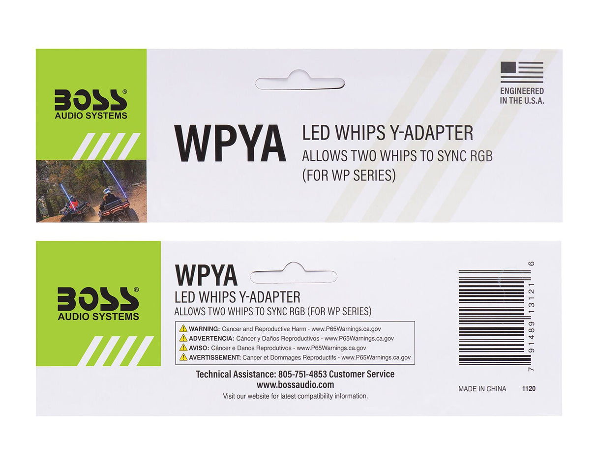 Boss Audio LED whips Y-adapter Allows two whips to sync RGB colors