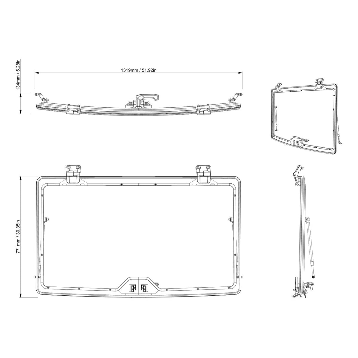 BRP '18-'27 Can-Am Defender Flip Windshield - Hardcoated