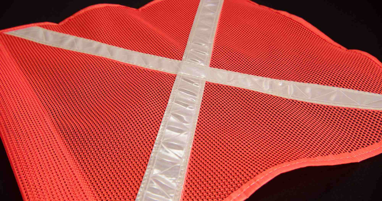 Buggy Whip Inc 16"X16" Florescent Orange Industrial Flag W/White Reflective X