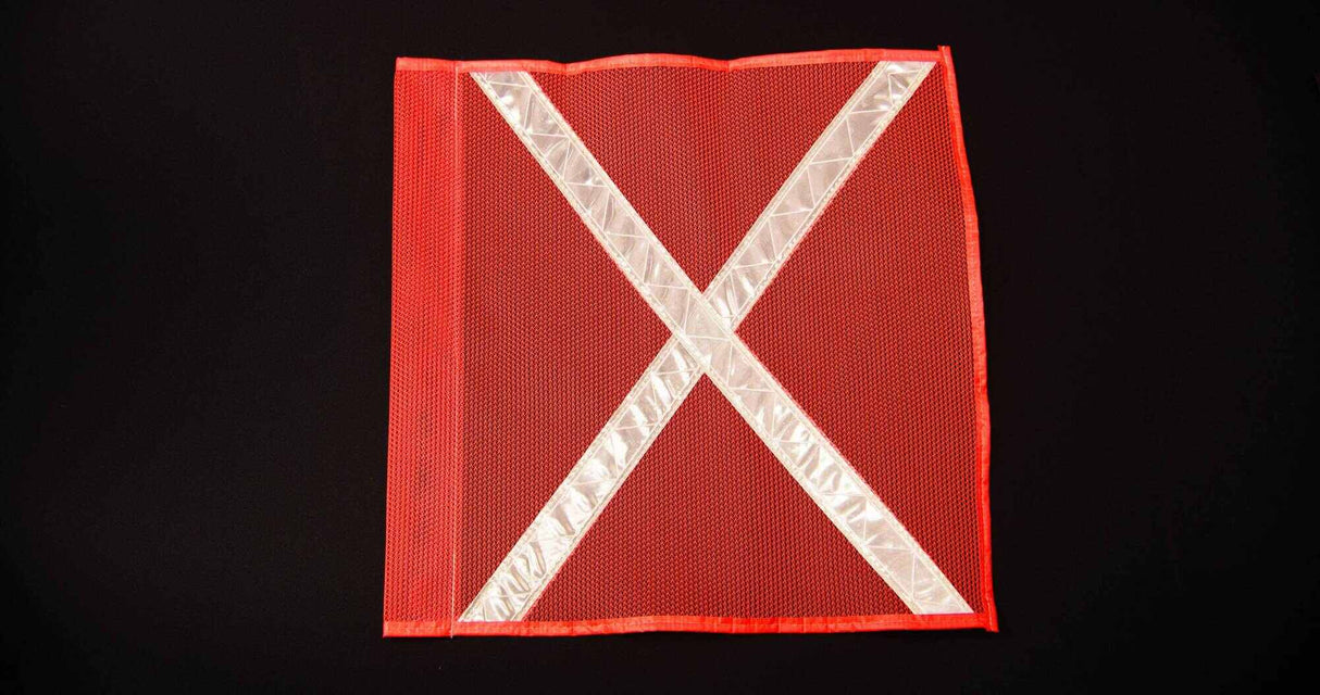 Buggy Whip Inc 16"X16" Florescent Orange Industrial Flag W/White Reflective X