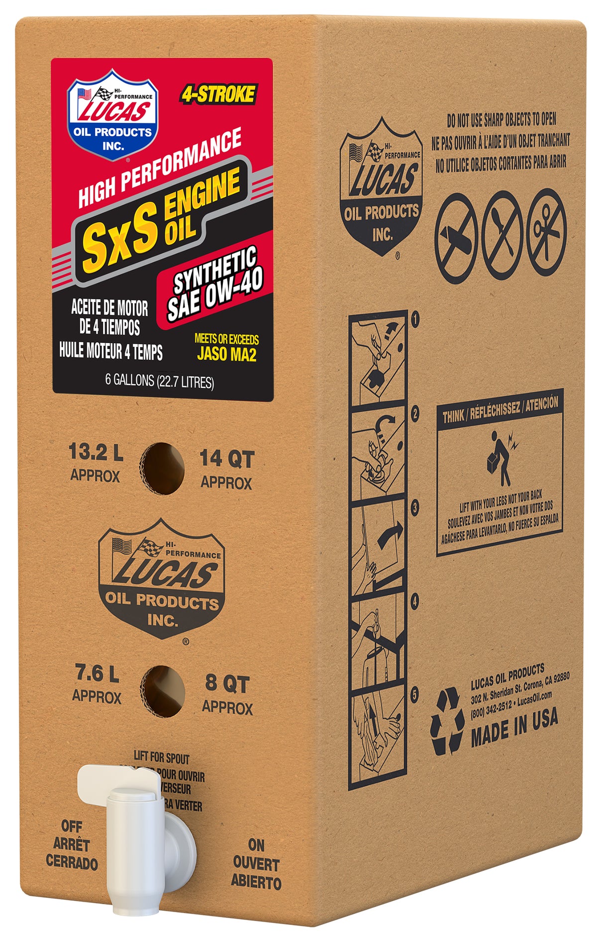 Lucas Oil Sxs Synthetic Engine Oil 0w40 6gal Bib