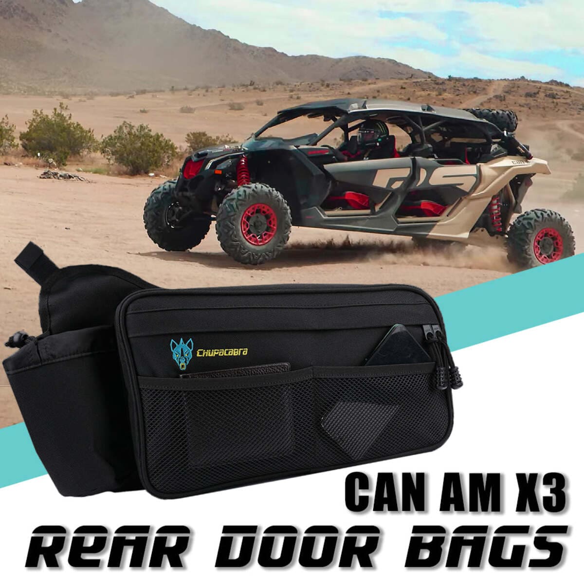 thumbnail image 2 of Chupacabra Offroad Can-Am X3 Front Door Storage Bags (Pair) – Left & Right CH008 2 of 6