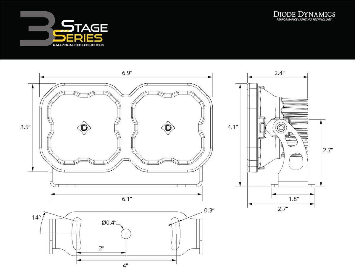Diode Dynamics SS3 Dual-Pod Bracket Kit