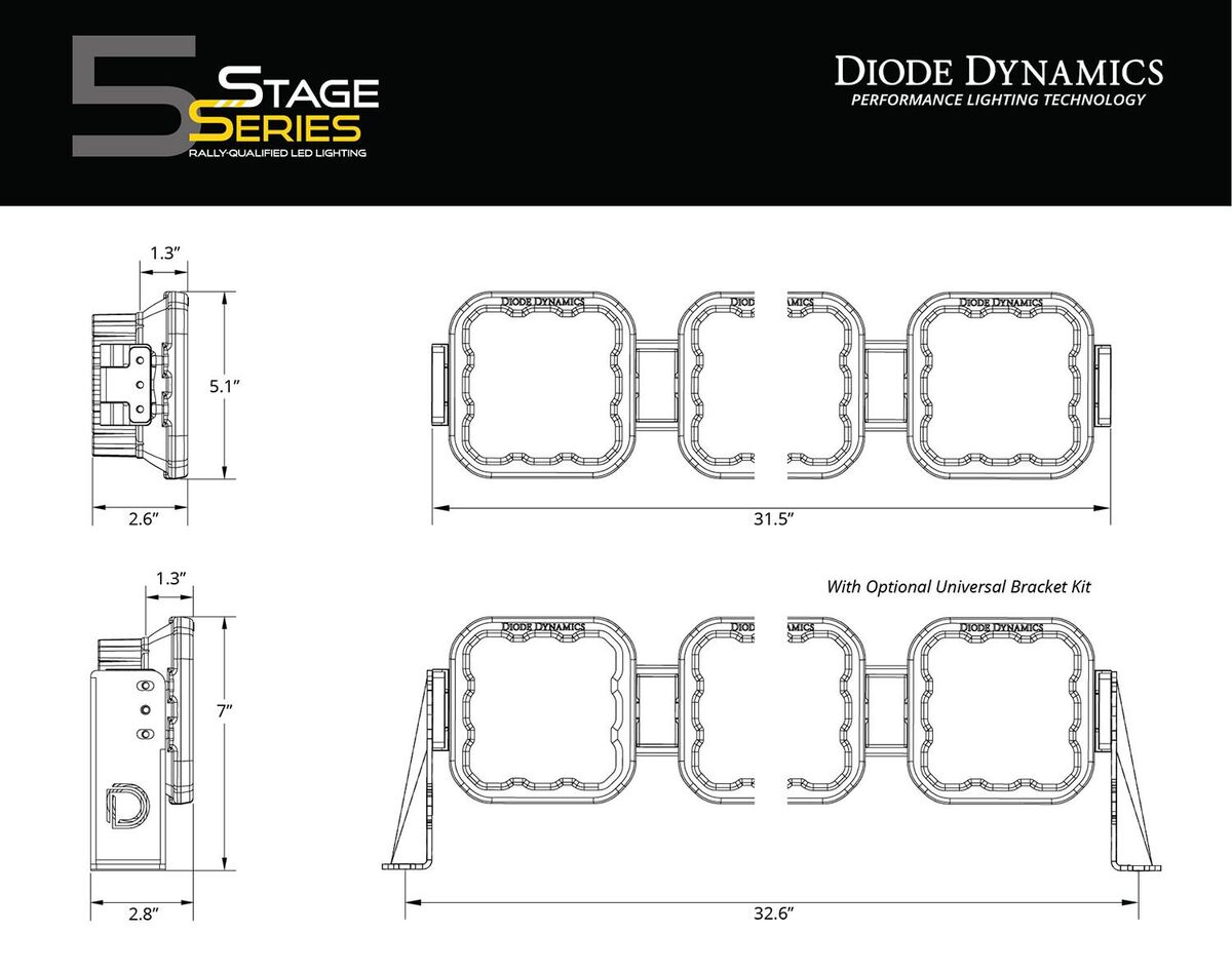 Diode Dynamics SS5 Cross Link 5-Pod LED Light Bar - One