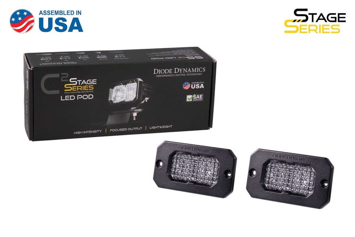 Diode Dynamics Stage Series 2” SAE White Sport Flush Mount LED Pod - Pair