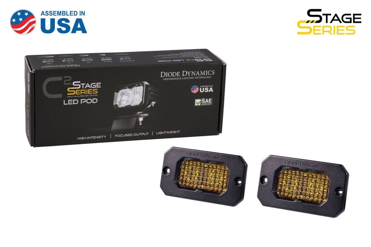 Diode Dynamics Stage Series 2” SAE Yellow Sport Flush Mount LED Pod - Pair