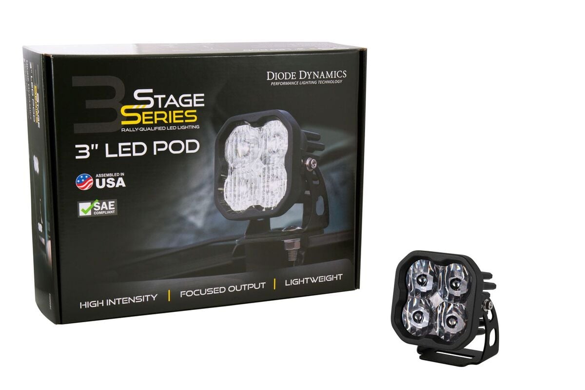 Diode Dynamics Stage Series 3” SAE/DOT White Pro LED Pod - One