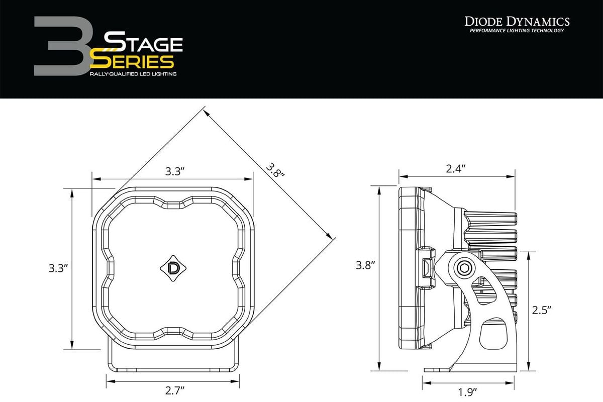 Diode Dynamics Stage Series 3” SAE White Max LED Pod - One