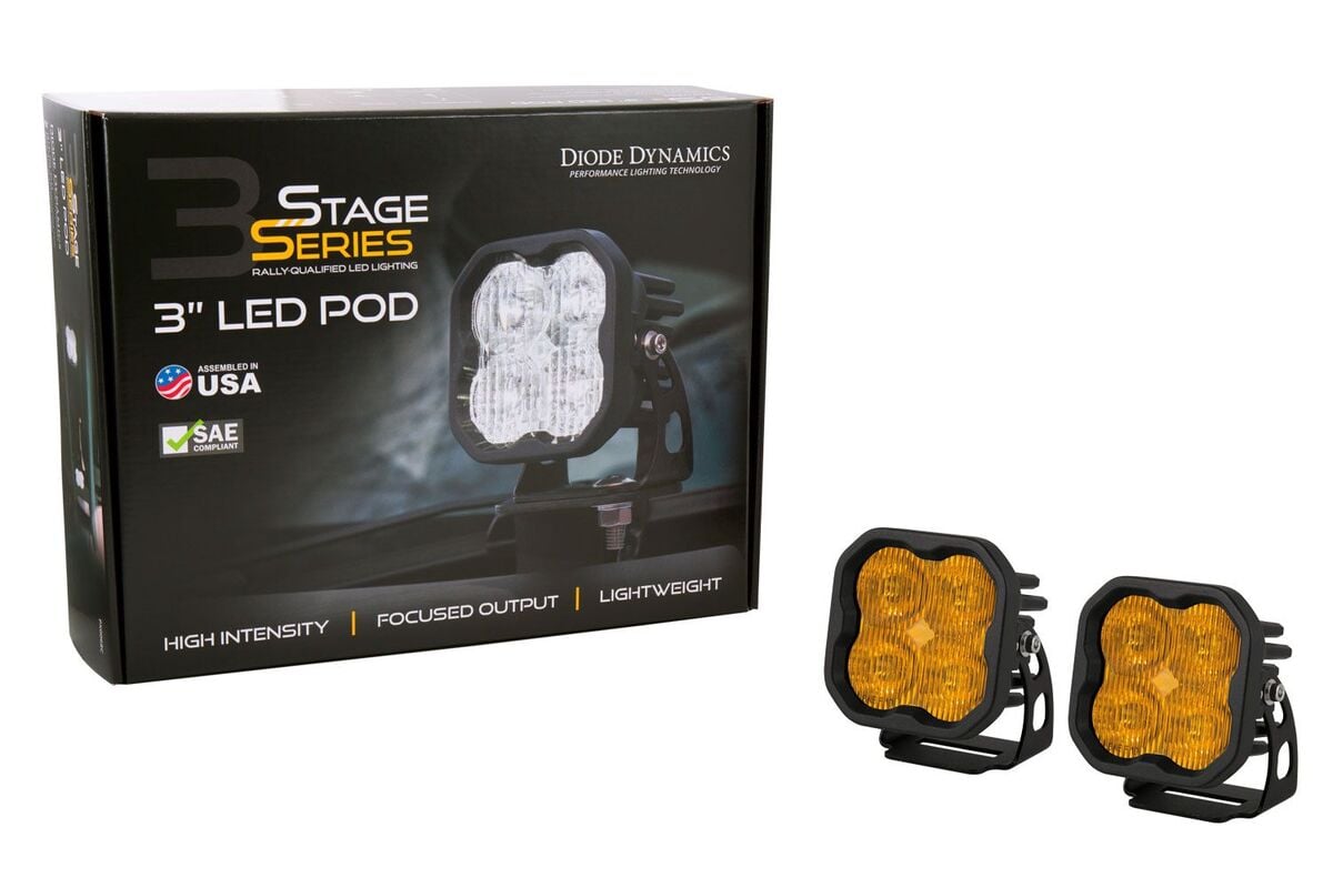 Diode Dynamics Stage Series 3” SAE Yellow Max LED Pod - Pair