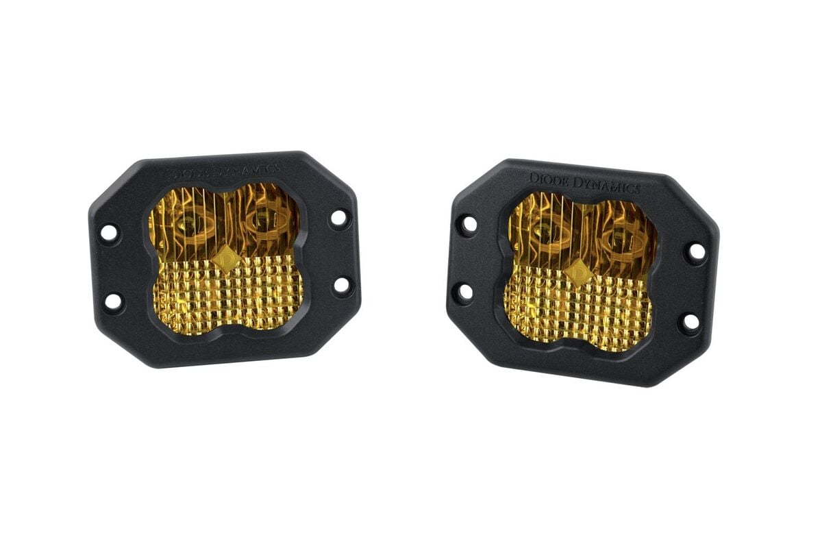 Diode Dynamics Stage Series 3” SAE Yellow Sport Flush Mount LED Pod - Pair