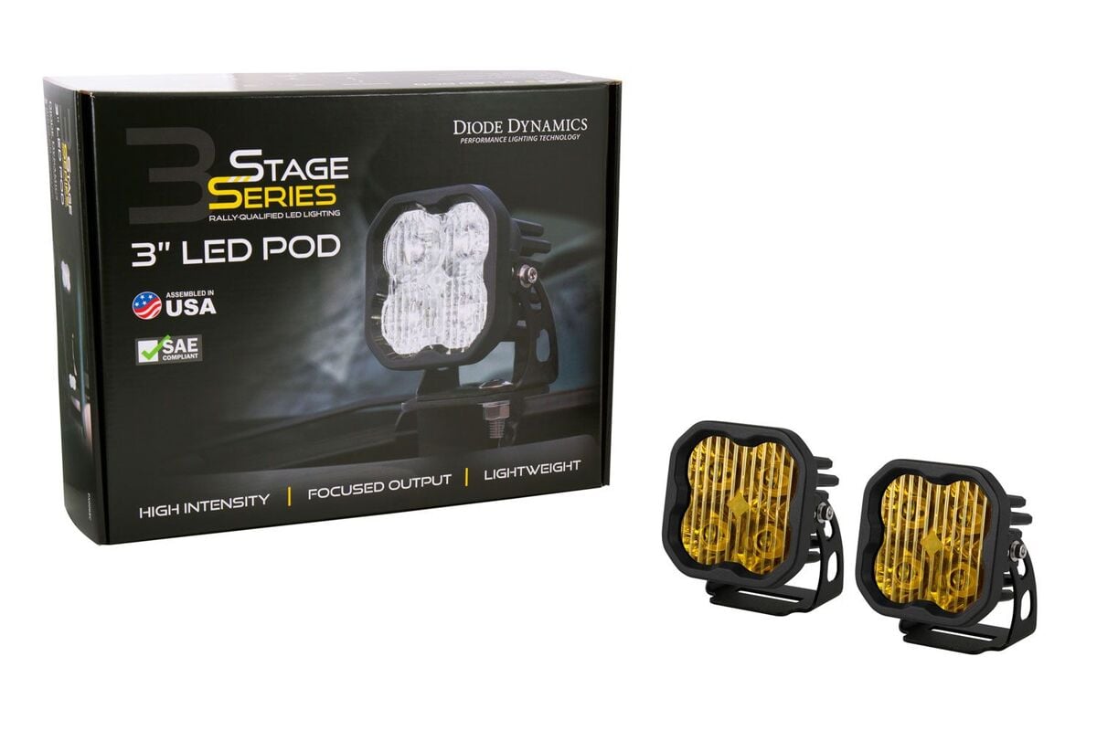 Diode Dynamics Stage Series 3” SAE Yellow Sport LED Pod - Pair