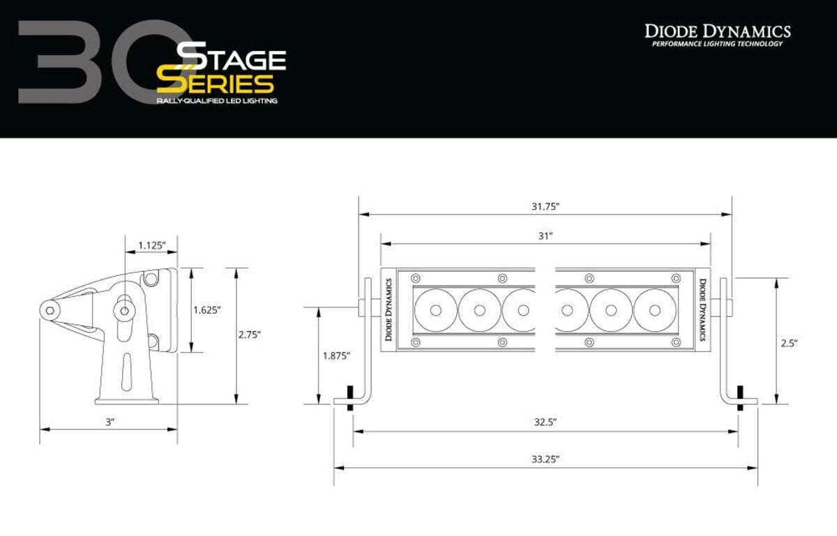 Diode Dynamics Stage Series 30” White Light Bar