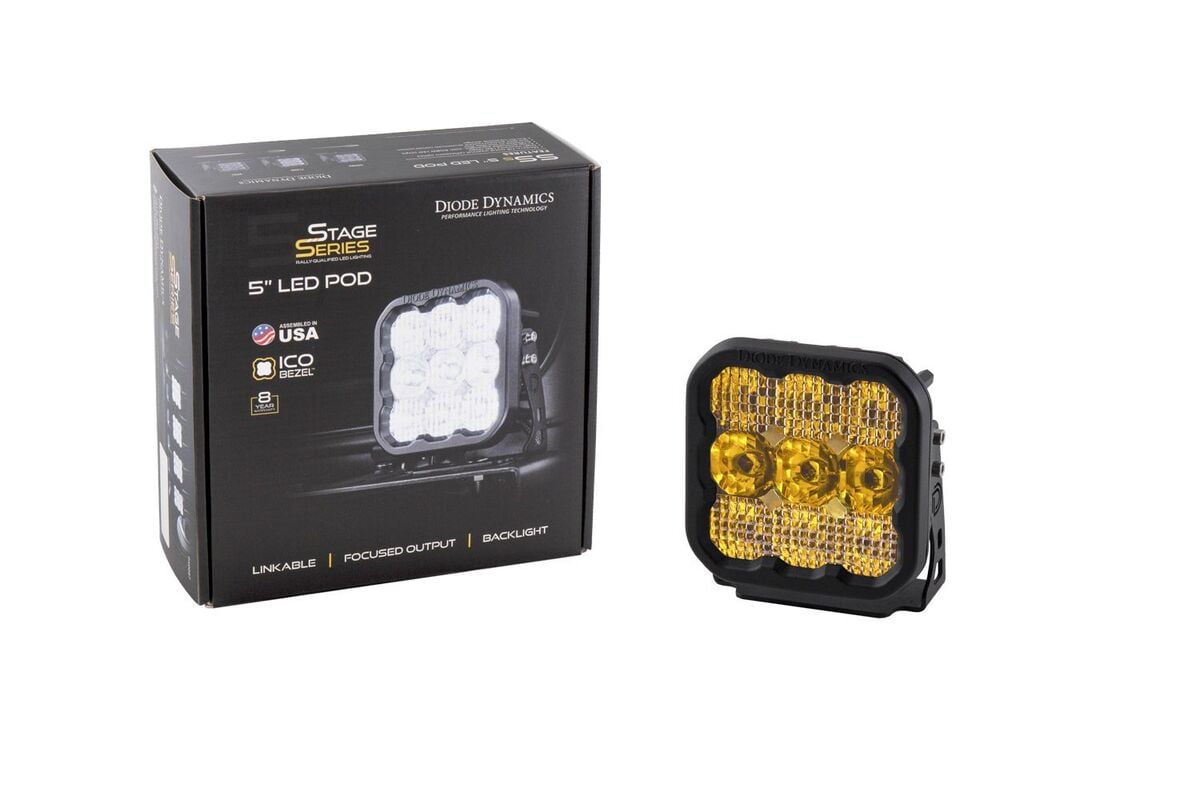 Diode Dynamics Stage Series 5” Yellow Sport LED Pod - One