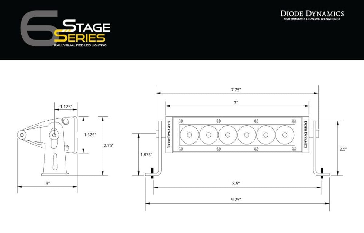 Diode Dynamics Stage Series 6" SAE/DOT White Classic Light Bar