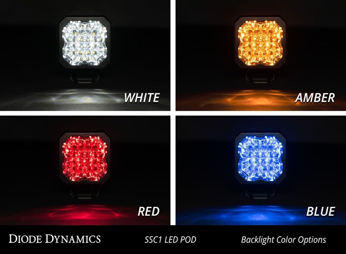 Diode Dynamics Stage Series C1 White Pro Flush Mount LED Pod - Pair