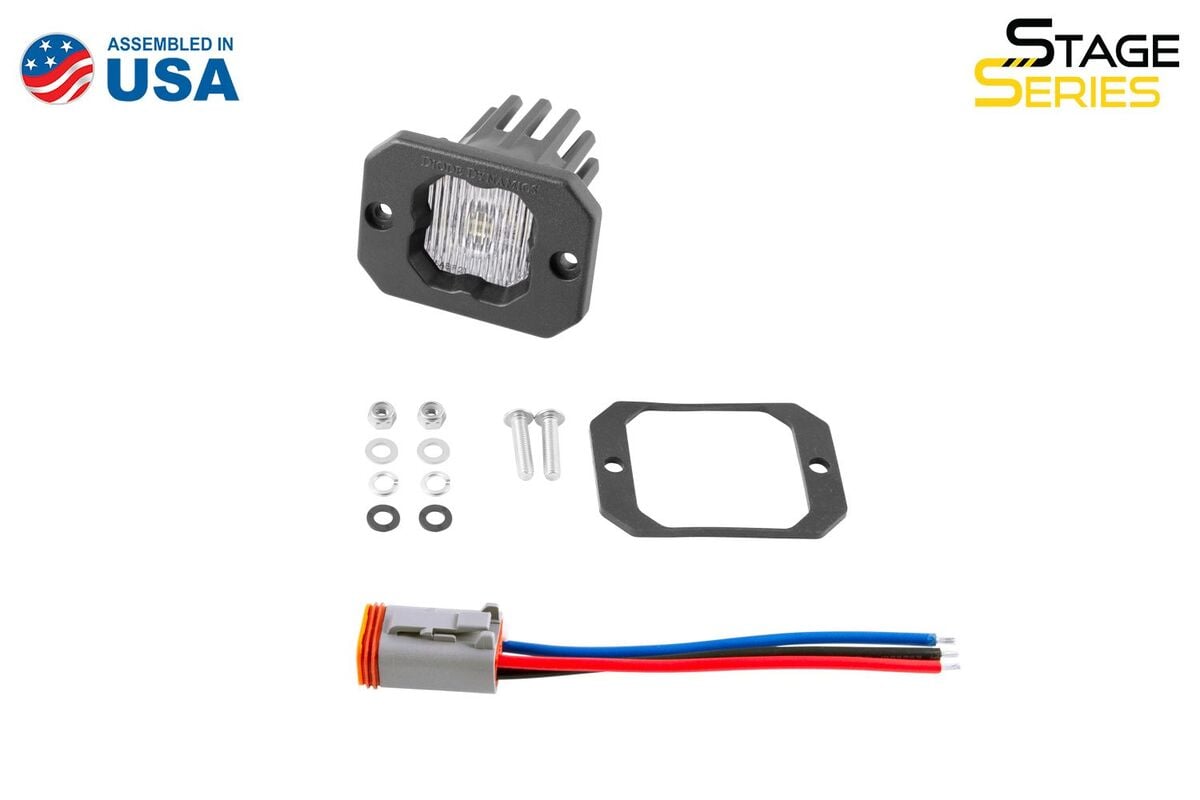 Diode Dynamics Stage Series C1 White SAE Fog Flush Mount LED Pod - One