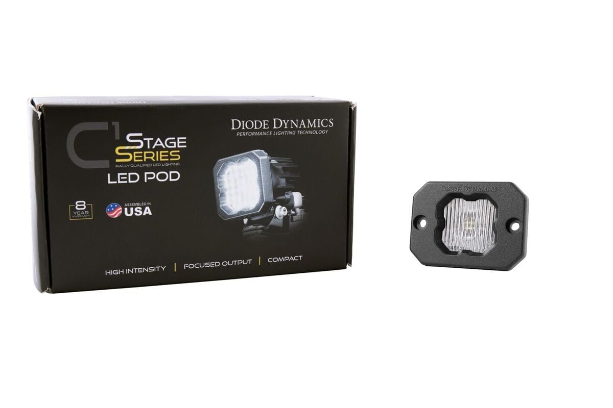 Diode Dynamics Stage Series C1 White SAE Fog Flush Mount LED Pod - One