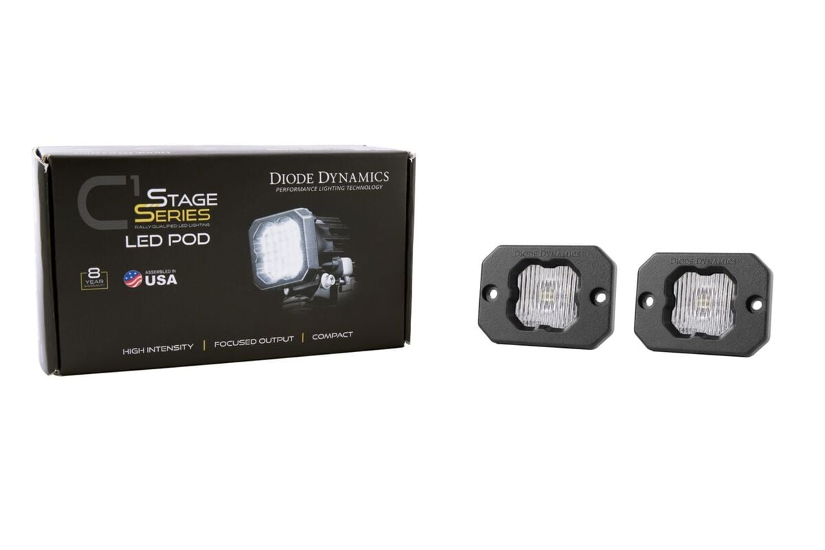 Diode Dynamics Stage Series C1 White SAE Fog Flush Mount LED Pod - Pair