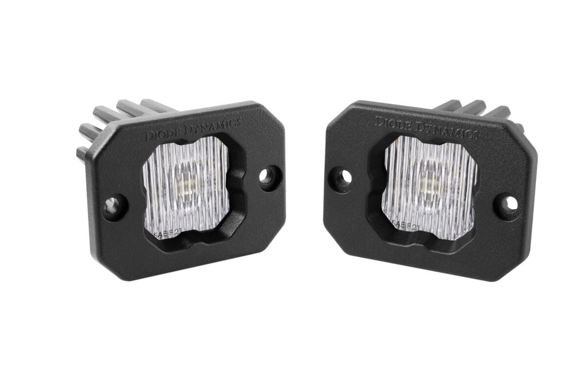 Diode Dynamics Stage Series C1 White SAE Fog Flush Mount LED Pod - Pair