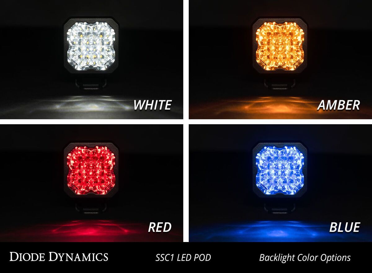 Diode Dynamics Stage Series C1 White Sport Flush Mount LED Pod - Pair