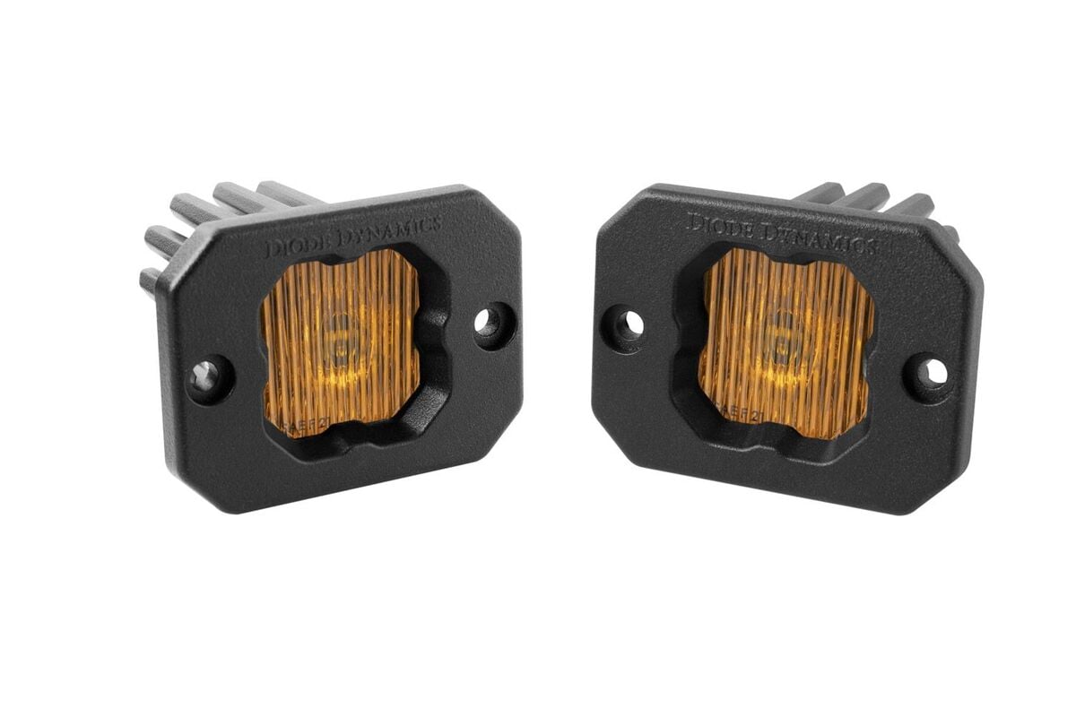Diode Dynamics Stage Series C1 Yellow SAE Fog Flush Mount LED Pod - Pair