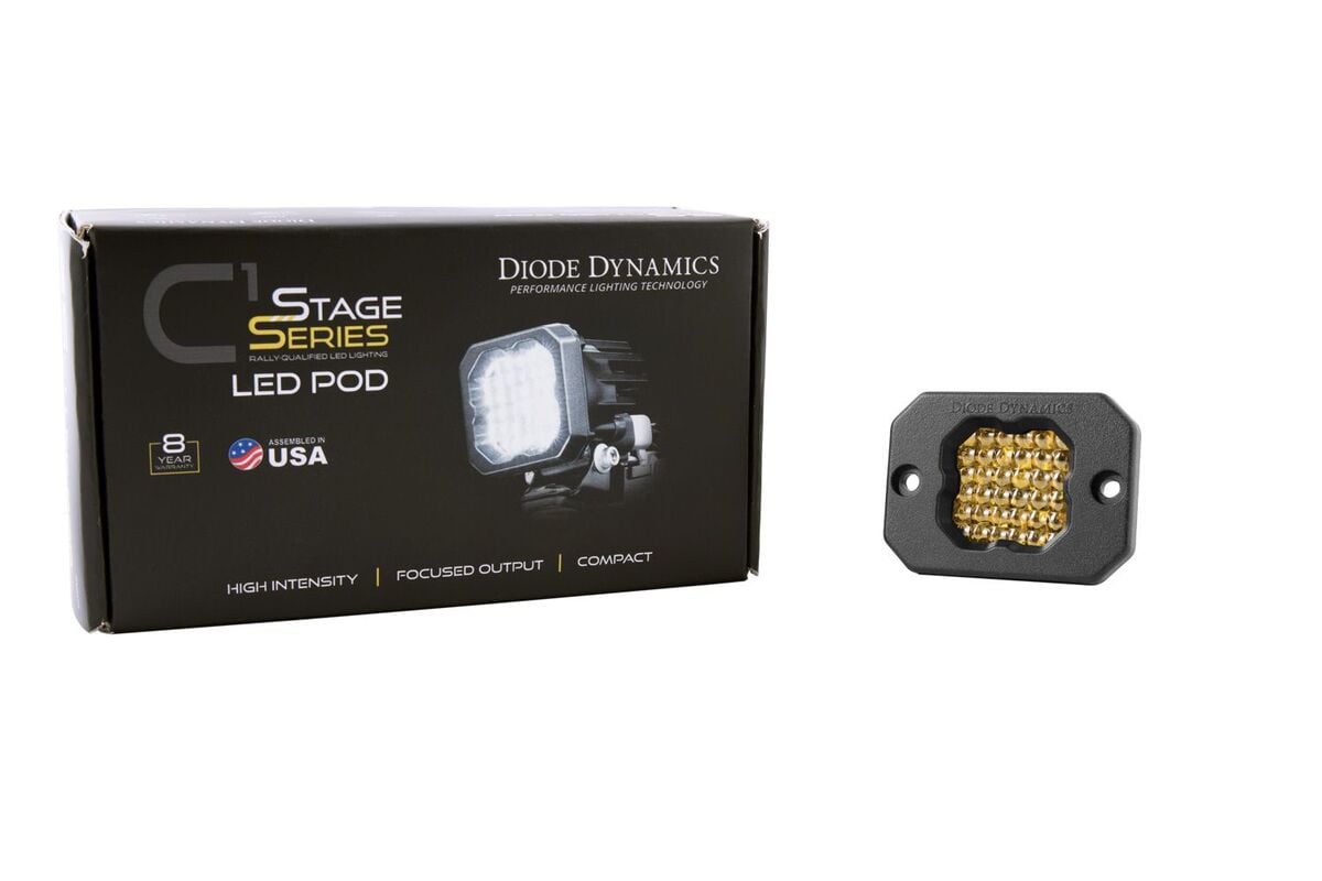 Diode Dynamics Stage Series C1 Yellow Sport Flush Mount LED Pod - One