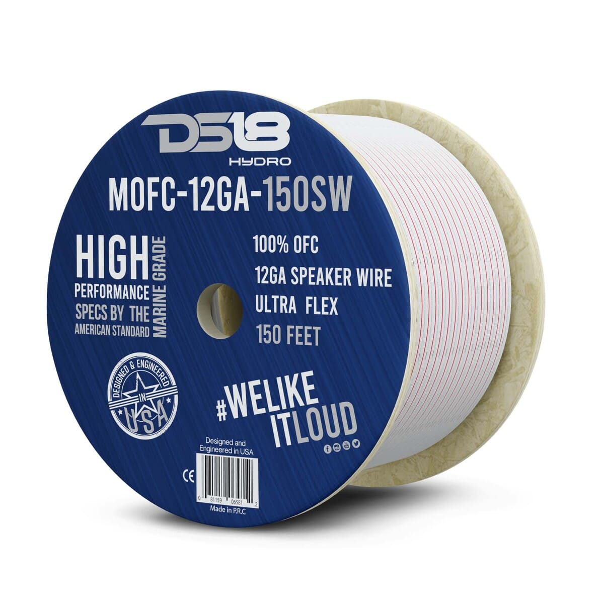 DS18 12-GA Marine Grade Tinned 100% Copper OFC Speaker Wire -150 Feet