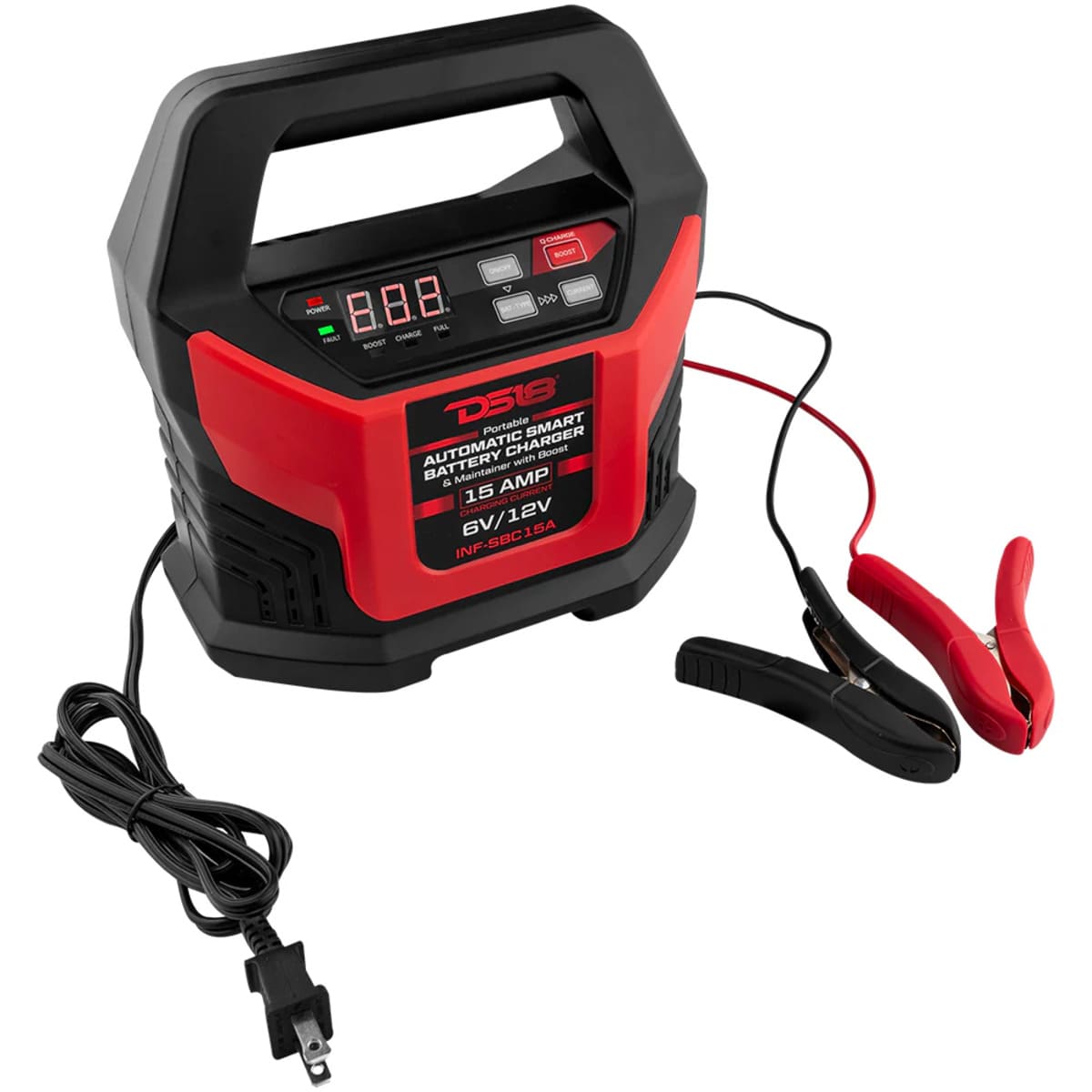 DS18 15 AMP Automatic Smart Lithium & AGM Battery Charger, Maintainer & Jump Booster
