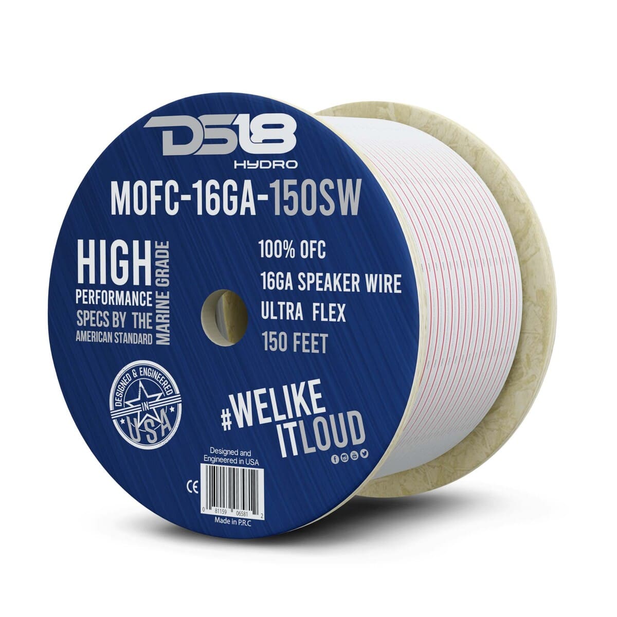 DS18 16-GA Marine Grade Tinned 100% Copper OFC Speaker Wire - 150 Feet