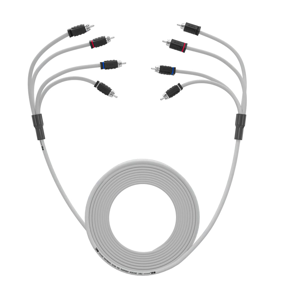 DS18 4 Channel Marine Grade Tinned 100% Copper OFC RCA - 25 Feet