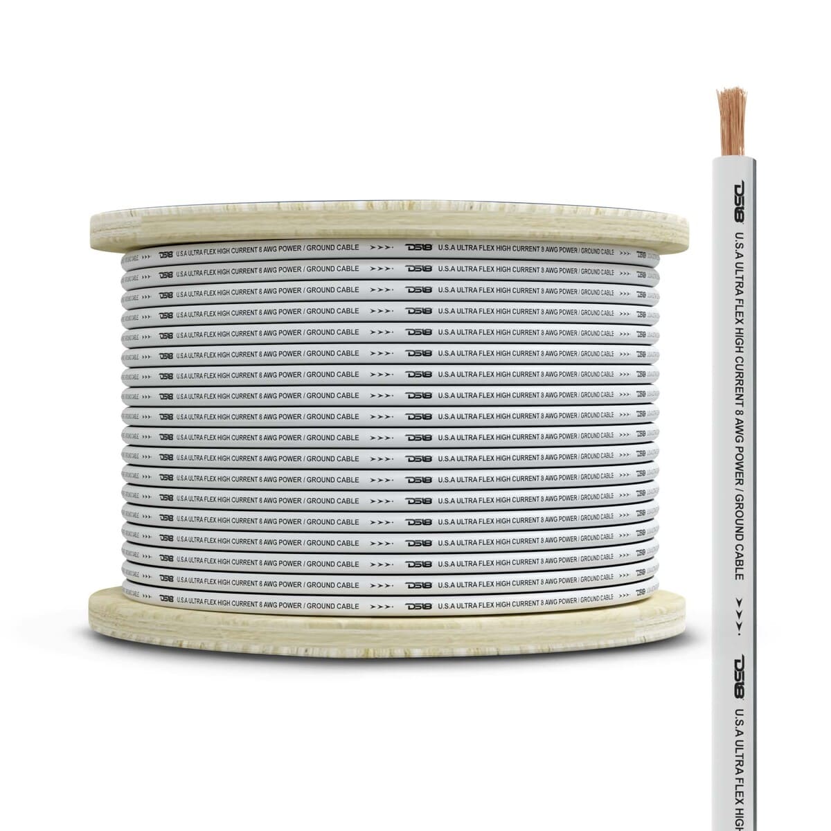 DS18 8-GA Marine Grade Tinned 100% Copper OFC Ground Wire - 100 Feet