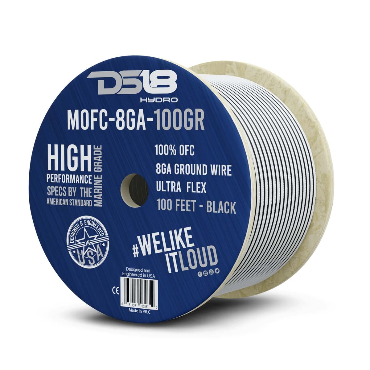 DS18 8-GA Marine Grade Tinned 100% Copper OFC Ground Wire - 100 Feet