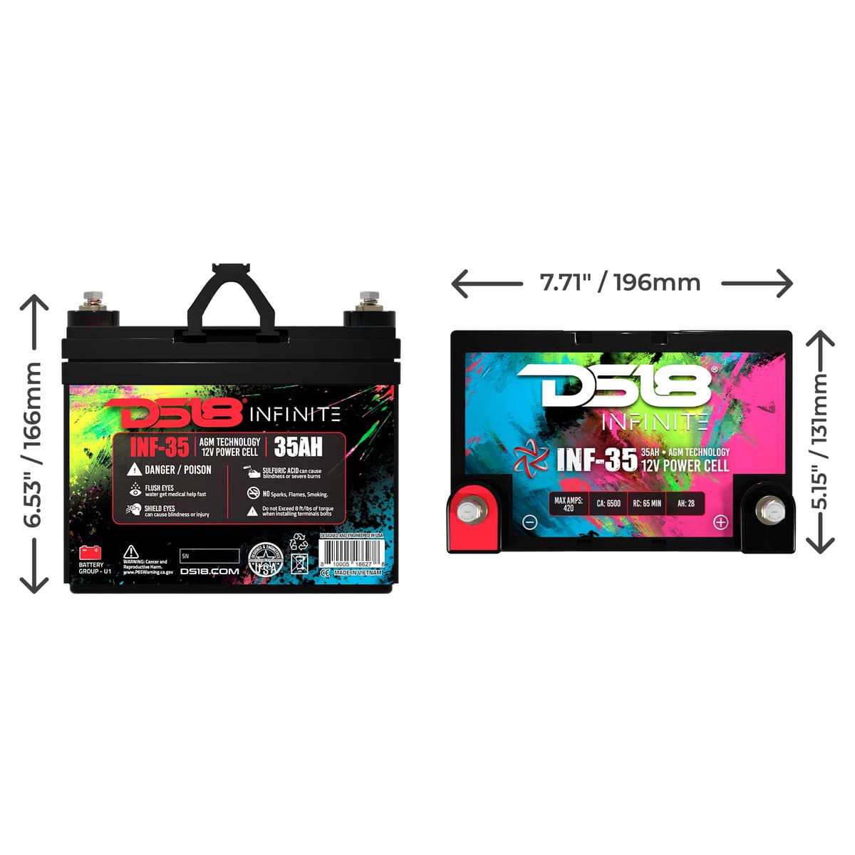 DS18 Infinite 35 AH 1250 Watts AGM Power Cell 12 Volt Battery