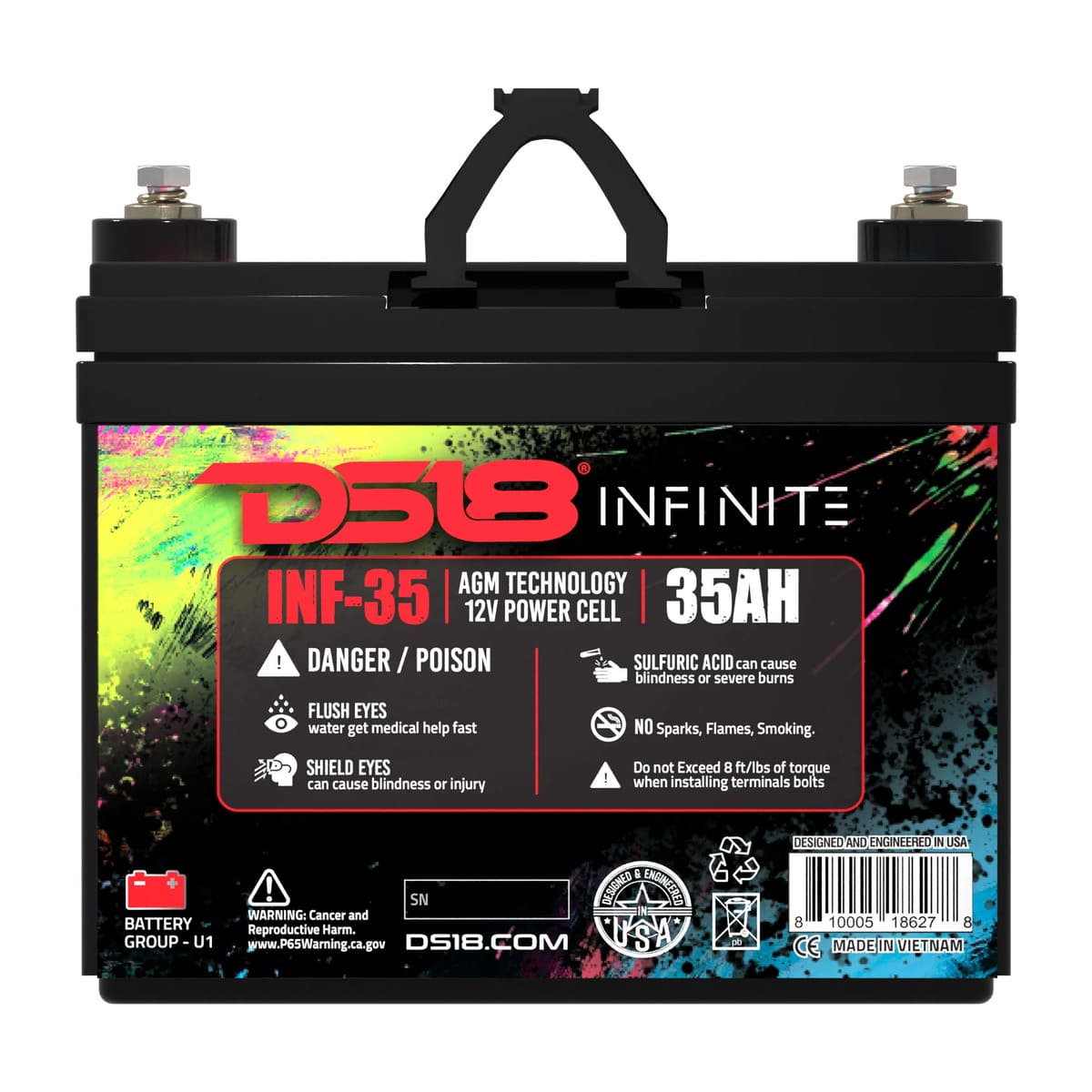 DS18 Infinite 35 AH 1250 Watts AGM Power Cell 12 Volt Battery