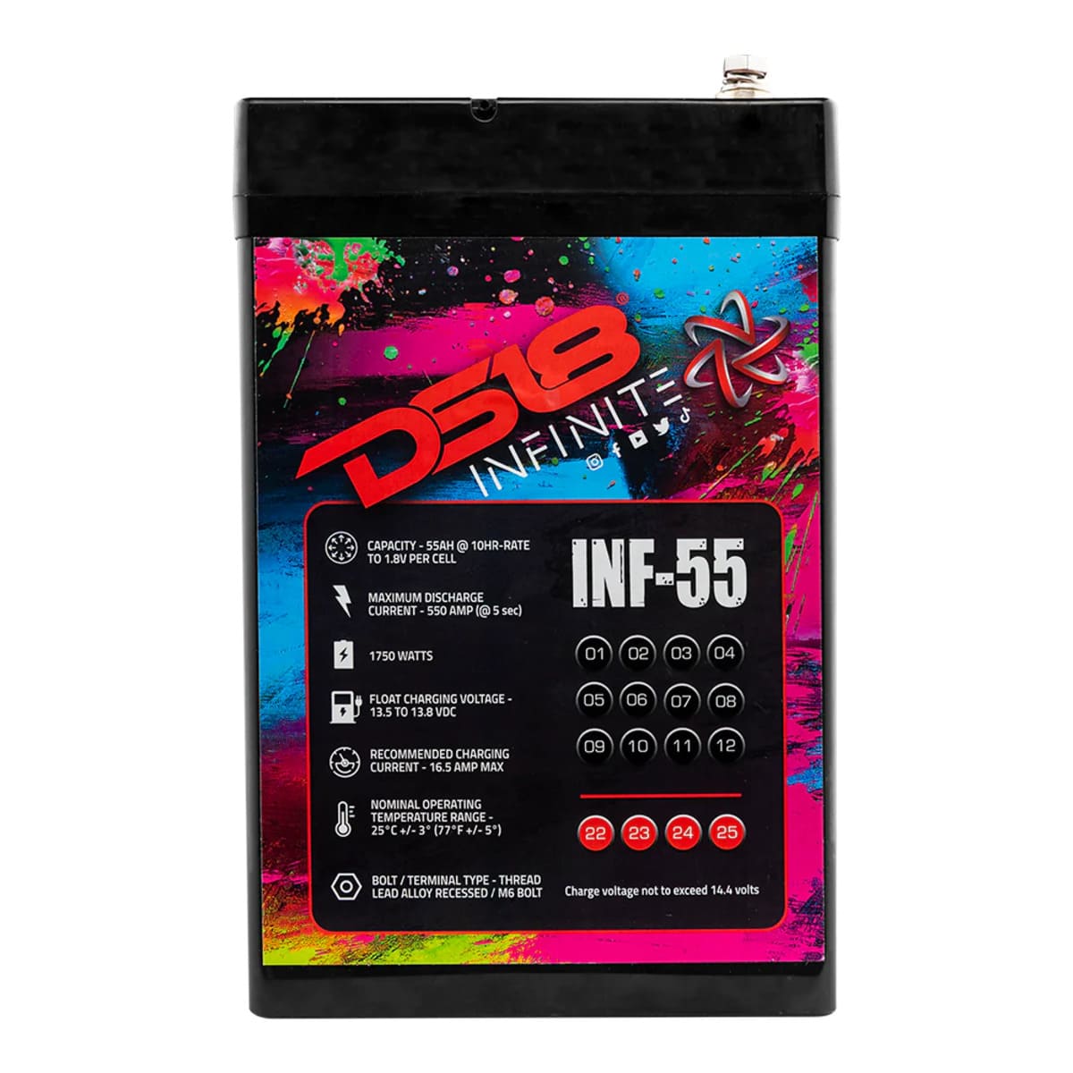 DS18 Infinite 55 AH AGM Power Cell Battery