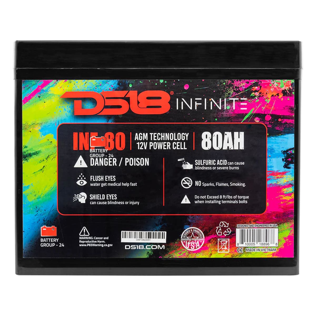 DS18 Infinite 80 AH 2300 Watts AGM Power Cell 12 Volt Battery