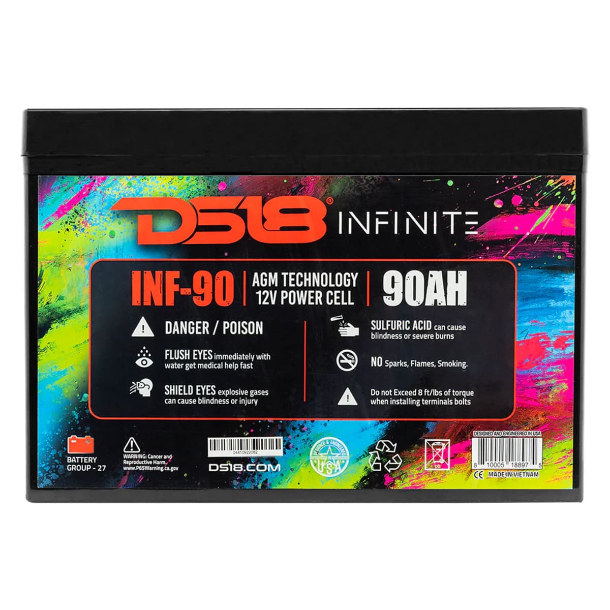 DS18 Infinite 90 AH 2500 Watts AGM Power Cell 12 Volt Battery